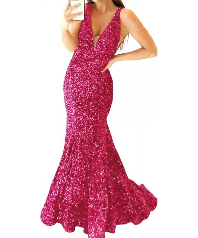 Prom Dresses Long for Women A Line with Pockets V Neck Formal Evening Ball Gown 1800-fuchsia $47.50 Dresses