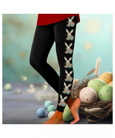 Easter Leggings for Women Cute Bunny Printed Color Block Pants Soft Comfortable Workout Going Out Pants 03 Grey $8.83 Leggings