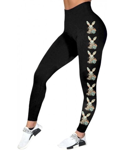 Easter Leggings for Women Cute Bunny Printed Color Block Pants Soft Comfortable Workout Going Out Pants 03 Grey $8.83 Leggings