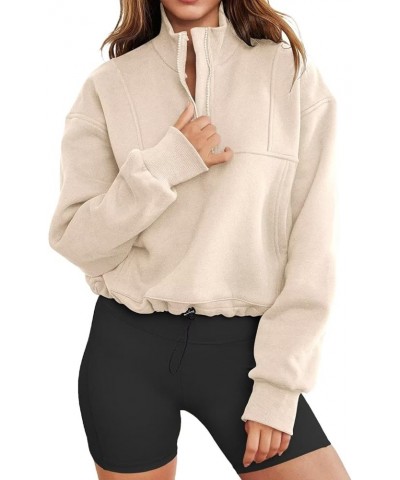 Women's Half Zip Pullover Sweatshirts Quarter Zip Hoodies Long Sleeve Tops Fall Outfits 2023 Y2K Winter Clothes Apricot $14.3...