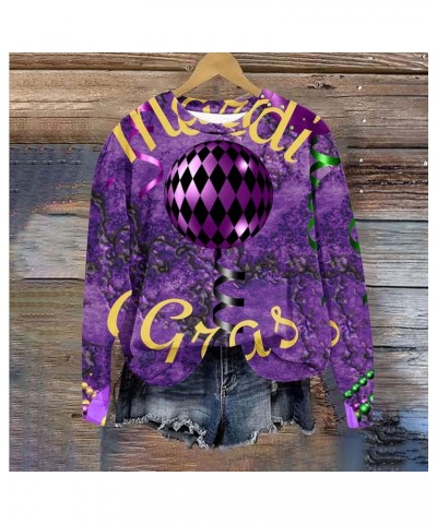 Womens Cropped Crewneck Sweatshirts Funny Mask Graphic Sweatshirt Pullover Mardi Gras Outfits for Women Party Tops 14 Purple ...