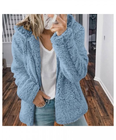 Womens Fuzzy Fleece Sherpa Winter Coats Zip Up Fall Outerwear Tops Thick Lined Open Front Coat Long Sleeve Hoodies Green $9.0...