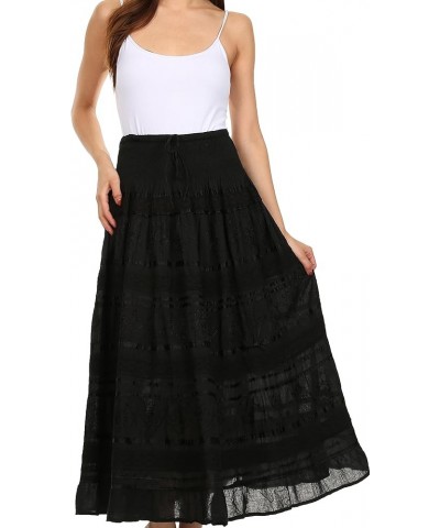 Lace and Ribbon Peasant Boho Skirt Black $19.26 Skirts