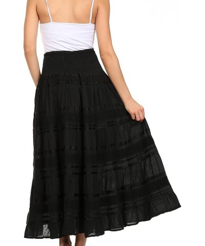 Lace and Ribbon Peasant Boho Skirt Black $19.26 Skirts