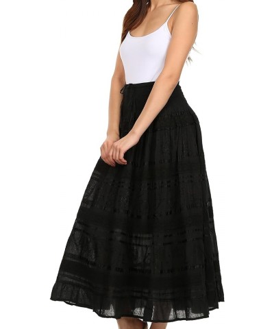 Lace and Ribbon Peasant Boho Skirt Black $19.26 Skirts