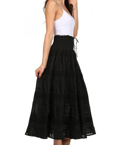 Lace and Ribbon Peasant Boho Skirt Black $19.26 Skirts