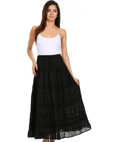 Lace and Ribbon Peasant Boho Skirt Black $19.26 Skirts