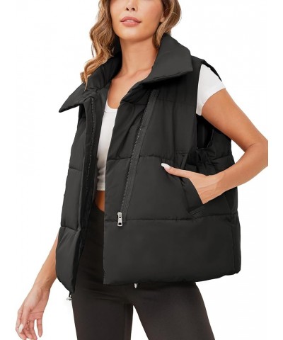 Womens Puffer Vest Sleeveless Quilted Oversized Puffy Vest Black $11.04 Vests