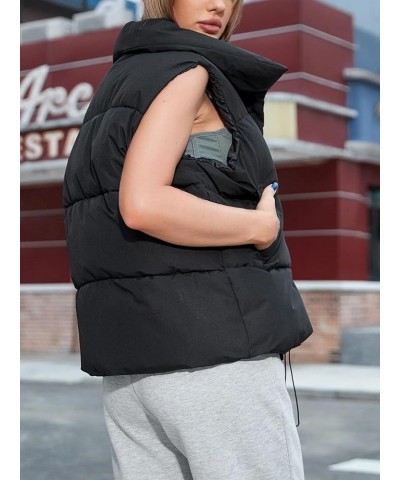 Womens Puffer Vest Sleeveless Quilted Oversized Puffy Vest Black $11.04 Vests