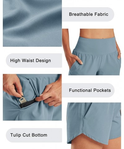 Athletic Shorts for Women Lightweight Running Shorts with Pockets 5" Quick Dry Workout Shorts for Gym Exercise Light Blue $14...