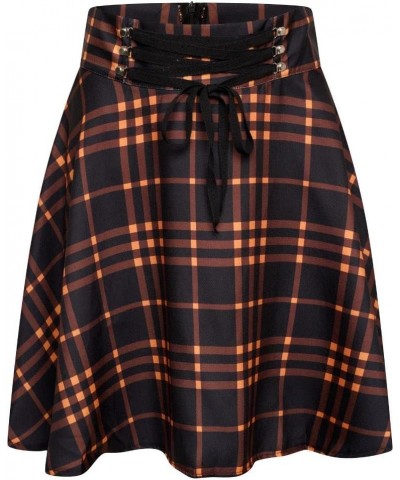 Mini Skirt Cora Tartan Women High Waist Scottish Plaid Check Punk Orange $14.84 Skirts