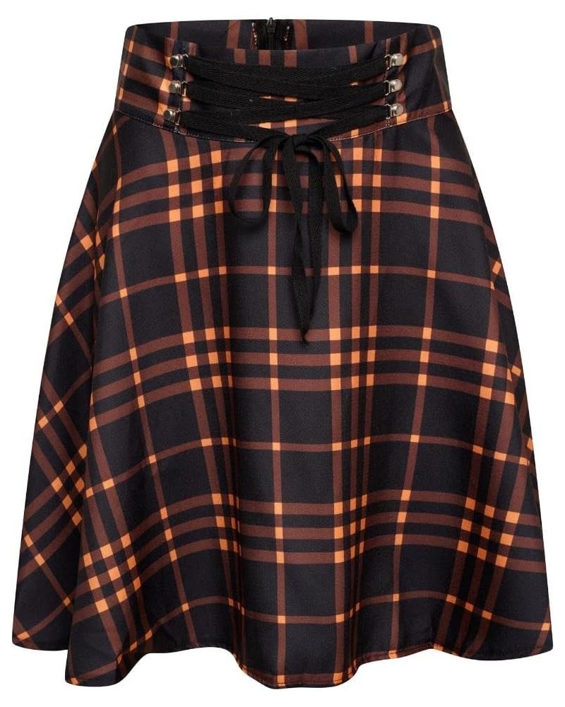 Mini Skirt Cora Tartan Women High Waist Scottish Plaid Check Punk Orange $14.84 Skirts