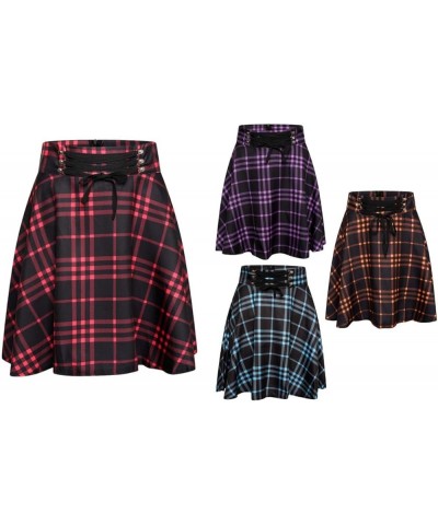 Mini Skirt Cora Tartan Women High Waist Scottish Plaid Check Punk Orange $14.84 Skirts