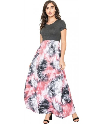 Eloges Women's Summer Tea-Length Maxi Dresses| S-3X | Floral Tropical Polka Dot Charcoal Pink Tie Dye $13.97 Dresses