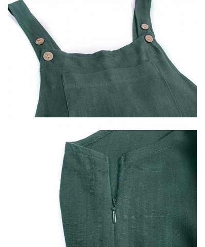 Wide Leg Jumpsuit for Women Casual Loose Pleated Sleeveless Adjustable Straps Cotton Linen Bib Overalls1 Grey Green $14.85 Ov...