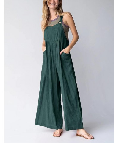 Wide Leg Jumpsuit for Women Casual Loose Pleated Sleeveless Adjustable Straps Cotton Linen Bib Overalls1 Grey Green $14.85 Ov...