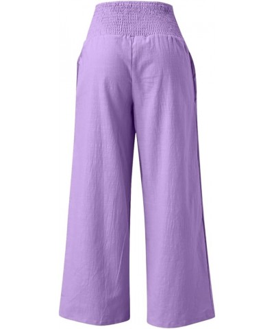 Plus Size Palazzo Pants for Women Trendy High Waisted Drawstring Beach Pants Loose Fit Straight Leg Pants Trousers 1-purple $...