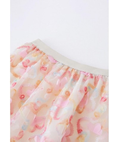 Women's Caramel/Dusty Blue/White/Black 3D Posy Double-Layered Mesh Midi Skirt Pink-lively Butterfly $26.90 Skirts