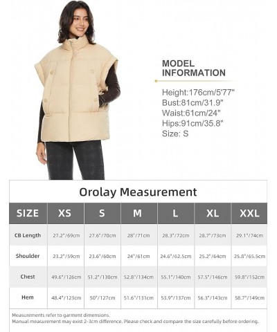 Women's Puffer Vest Fashionable Down Vest Sleeveless Classic Quilted Gilet with Stand Collar Khaki $34.85 Vests