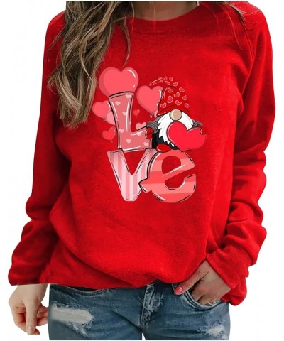 Valentine's Day Long Sleeve Shirts 2024 Women Cute Heart Graphic Tops Casual Loose Fit T-Shirts Holiday Blouses A03-red $4.99...