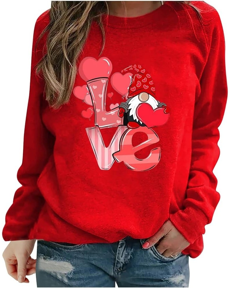 Valentine's Day Long Sleeve Shirts 2024 Women Cute Heart Graphic Tops Casual Loose Fit T-Shirts Holiday Blouses A03-red $4.99...