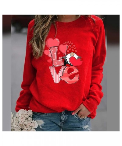 Valentine's Day Long Sleeve Shirts 2024 Women Cute Heart Graphic Tops Casual Loose Fit T-Shirts Holiday Blouses A03-red $4.99...