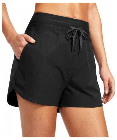 Women's 3" High Waisted Swim Board Shorts with Pockets UPF 50+ Quick Dry Beach Bathing Shorts for Women with Liner Black $19....