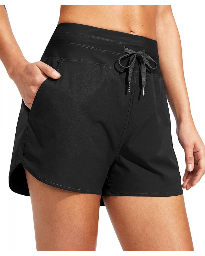 Women's 3" High Waisted Swim Board Shorts with Pockets UPF 50+ Quick Dry Beach Bathing Shorts for Women with Liner Black $19....