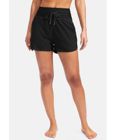 Women's 3" High Waisted Swim Board Shorts with Pockets UPF 50+ Quick Dry Beach Bathing Shorts for Women with Liner Black $19....