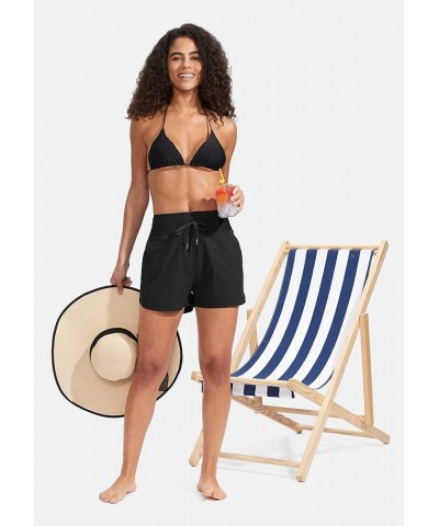 Women's 3" High Waisted Swim Board Shorts with Pockets UPF 50+ Quick Dry Beach Bathing Shorts for Women with Liner Black $19....