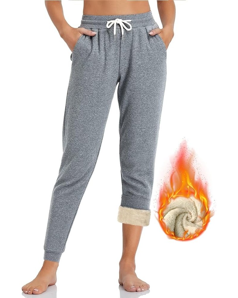 Women's 28" 31" 34" 36" Sherpa Polar Fleece Lined Jogger Pants Warm Sweatpants Thermal Athletic Lounge Petite Tall Tall-34" I...