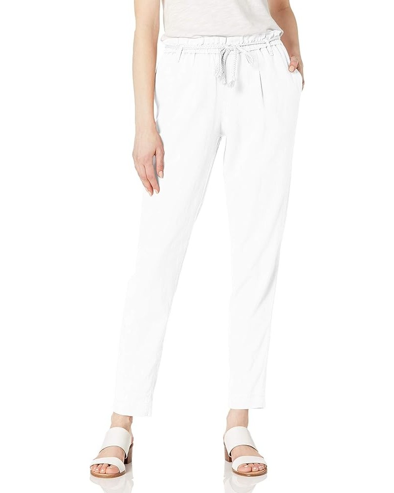 Women's High Rise Tie String Belt Taper Beach Pant Bright White $18.36 Pants