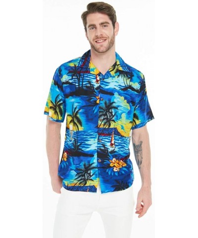 Matchable Couple Hawaiian Luau Shirt or Rahee Mini Dress in Sunset Blue Men Men Sunset Blue $23.76 Dresses