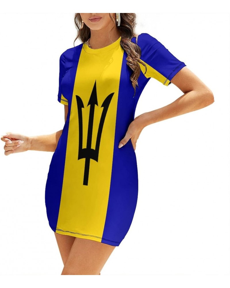 Barbados Flag Women's Dress Summer Crew Neck Casual Wear $15.38 Dresses