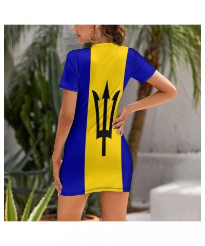 Barbados Flag Women's Dress Summer Crew Neck Casual Wear $15.38 Dresses