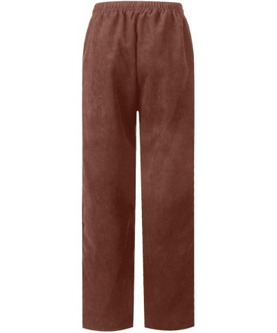 Corduroy Pants Women,2024 Spring Stretch High Waisted Elastic Wide Leg Straight Pant Cropped Suede Trouser Legging C-brown $9...