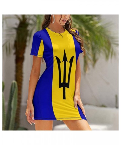 Barbados Flag Women's Dress Summer Crew Neck Casual Wear $15.38 Dresses