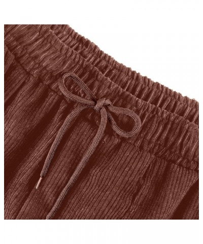 Corduroy Pants Women,2024 Spring Stretch High Waisted Elastic Wide Leg Straight Pant Cropped Suede Trouser Legging C-brown $9...