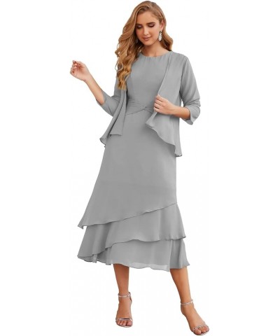 Formal Prom Gowns Chiffon A line Mother of The Bride Dresses Plus Size for Women with Jacket Grey $51.65 Dresses