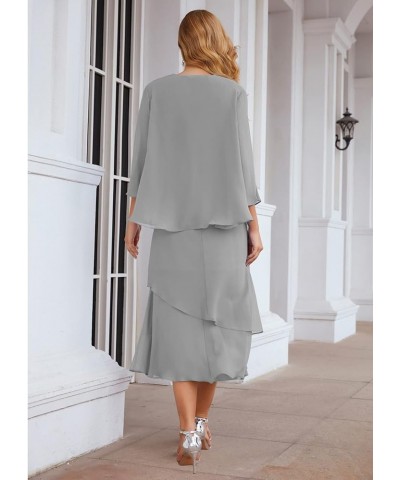 Formal Prom Gowns Chiffon A line Mother of The Bride Dresses Plus Size for Women with Jacket Grey $51.65 Dresses