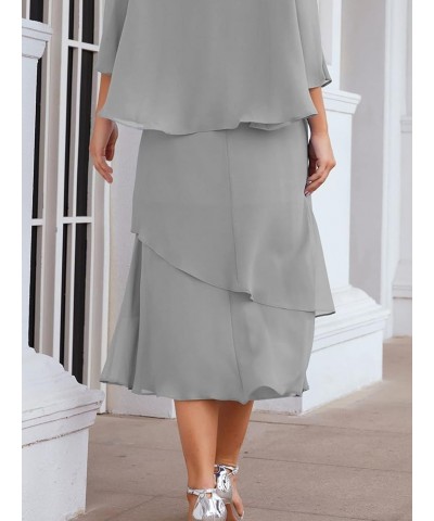 Formal Prom Gowns Chiffon A line Mother of The Bride Dresses Plus Size for Women with Jacket Grey $51.65 Dresses