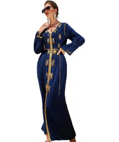 PolyJolly Handmade Bead Abaya Dress for Women Dubai Sadui Fancy Moroccan Kaftan Wedding Attire Collection Blue-607 $45.35 Dre...