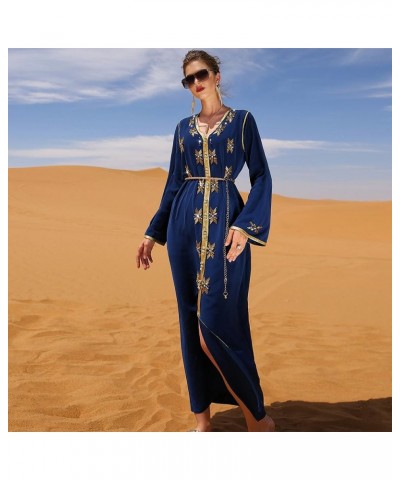 PolyJolly Handmade Bead Abaya Dress for Women Dubai Sadui Fancy Moroccan Kaftan Wedding Attire Collection Blue-607 $45.35 Dre...