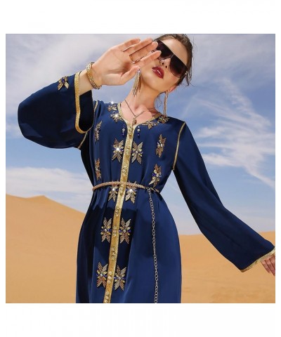 PolyJolly Handmade Bead Abaya Dress for Women Dubai Sadui Fancy Moroccan Kaftan Wedding Attire Collection Blue-607 $45.35 Dre...