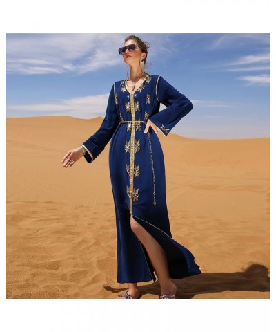 PolyJolly Handmade Bead Abaya Dress for Women Dubai Sadui Fancy Moroccan Kaftan Wedding Attire Collection Blue-607 $45.35 Dre...