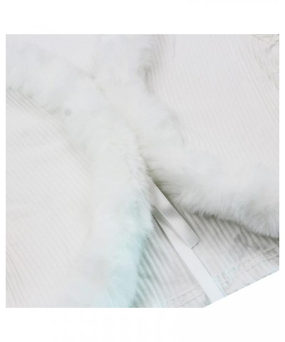 Women's Sexy Feather Trim Blouse Tops Long Sleeve Tie-up Cardigan Faux Fur Crop Top Rave Festival Outfits White $12.57 Sweaters