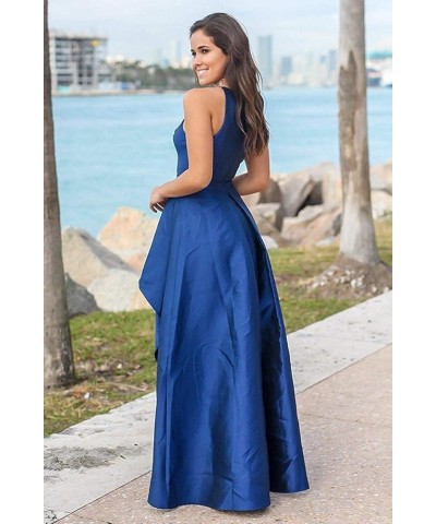 Women's Halter High Low Prom Dresses 2024 Satin Formal Evening Party Dress Fire Orange $40.80 Dresses