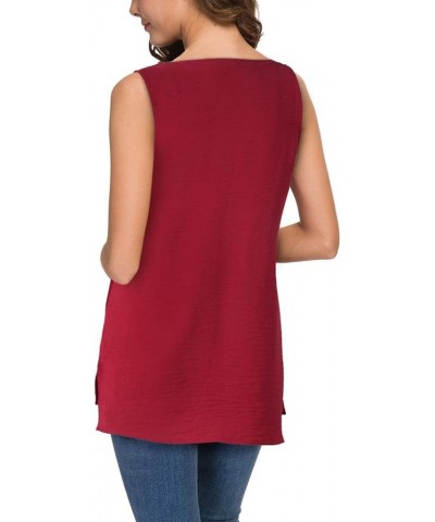 Women's Summer Sleeveless V Neck Casual Tank Tops Blouse Shirts Red $10.63 Tanks