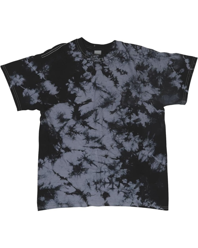 Unisex Handcrafted Tie Dye Short Sleeve T Shirt Black Grey Crystal $16.52 T-Shirts