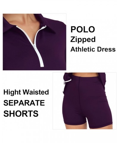 Womens Two Piece Tennis Golf Dress Active Athletic Exercise Sports Wear Dresses for Women with Pocket Separate Shorts Plum $1...